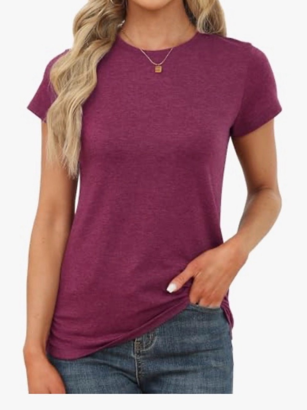 Everyday Crewneck Short Sleeve Tee in Plum